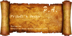 Pribék Andor névjegykártya